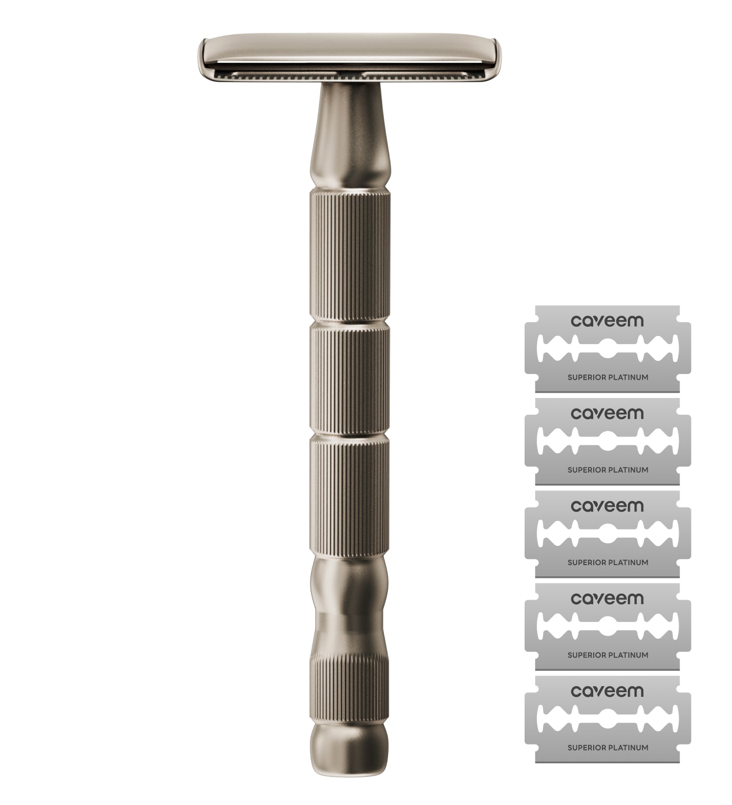 Reusable Metal Razor With 5 Stainless Steel Razor Blades– Champagne Matt