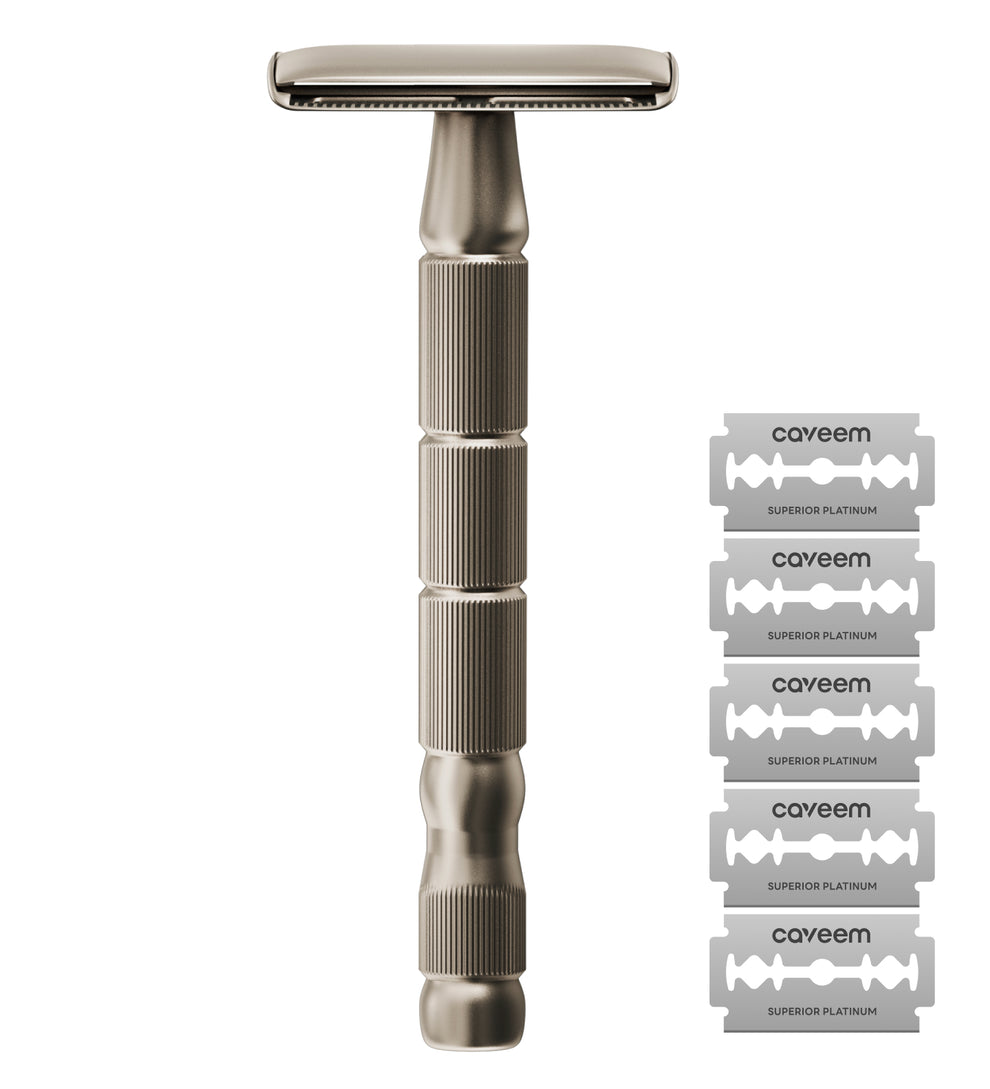 Caveem Reusable Metal Razor With 5 Stainless Steel Razor Blades ...