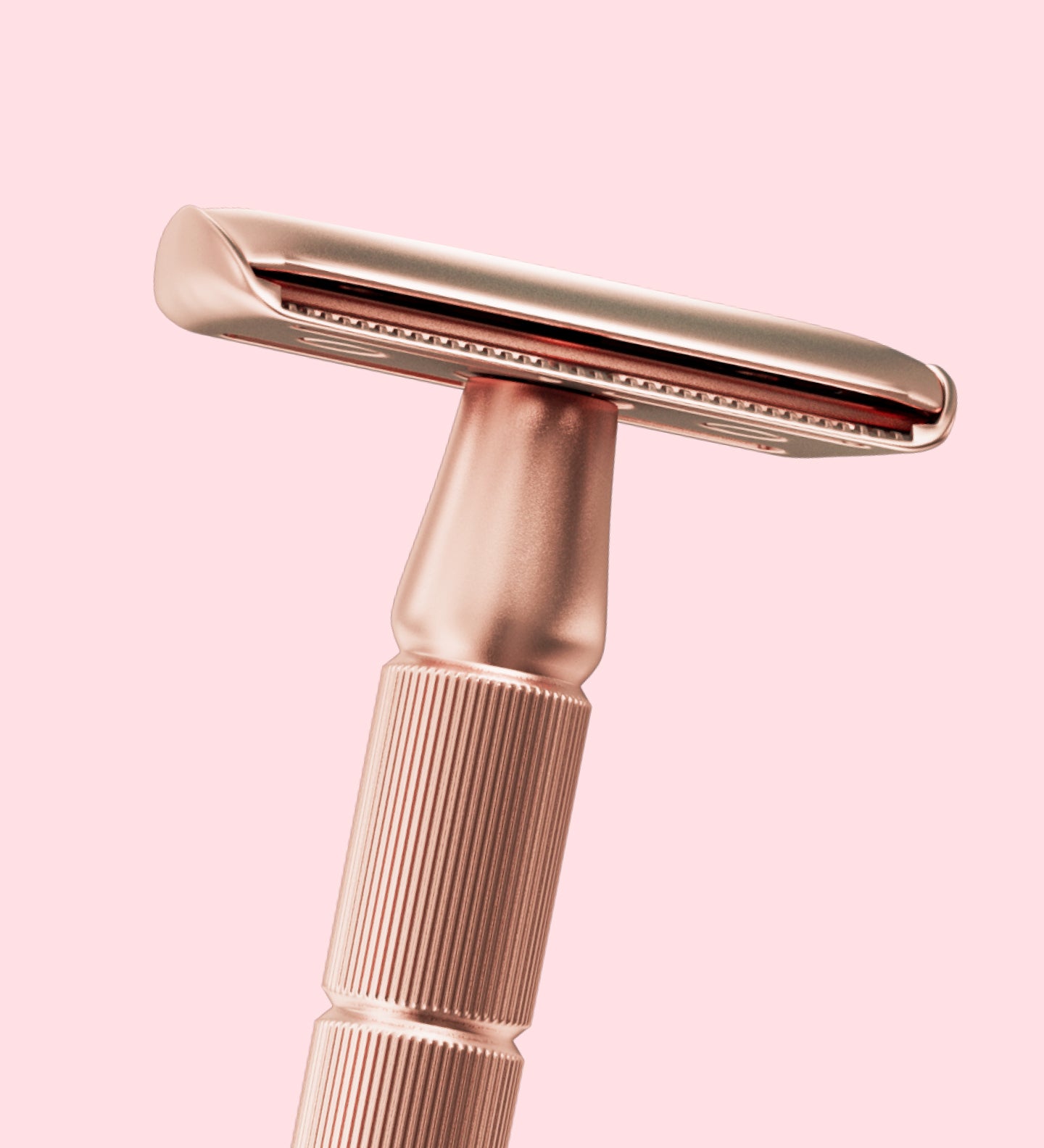 Reusable Metal Razor With 5 Stainless Steel Safety Razor Blades – Rose Gold