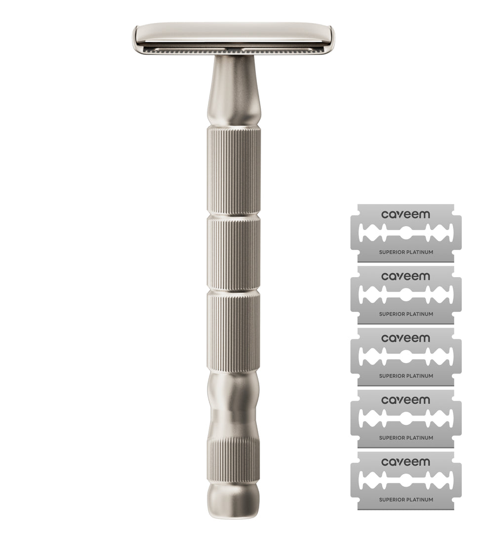 Caveem Reusable Metal Razor With 5 Stainless Steel Razor Blades– Gun ...