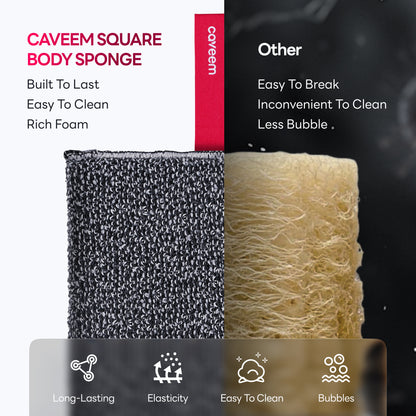Rough Lightweight Square Sponge for Shower (2 Pack)
