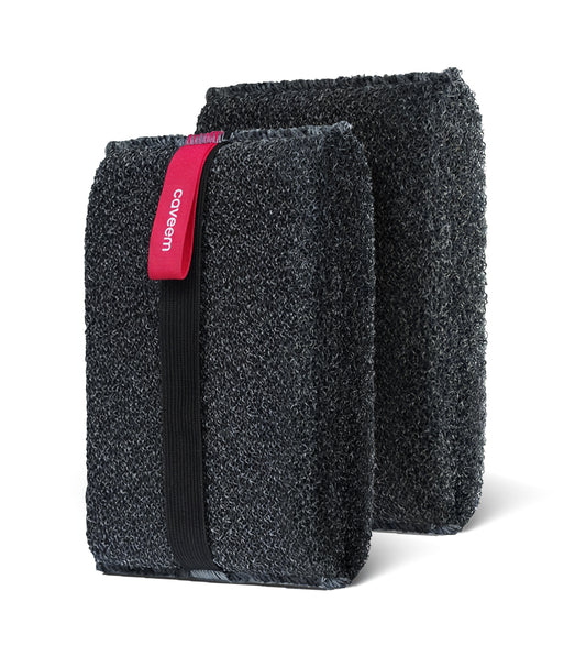 Rough Dark Grey Square Sponge for Shower (2 Pack)