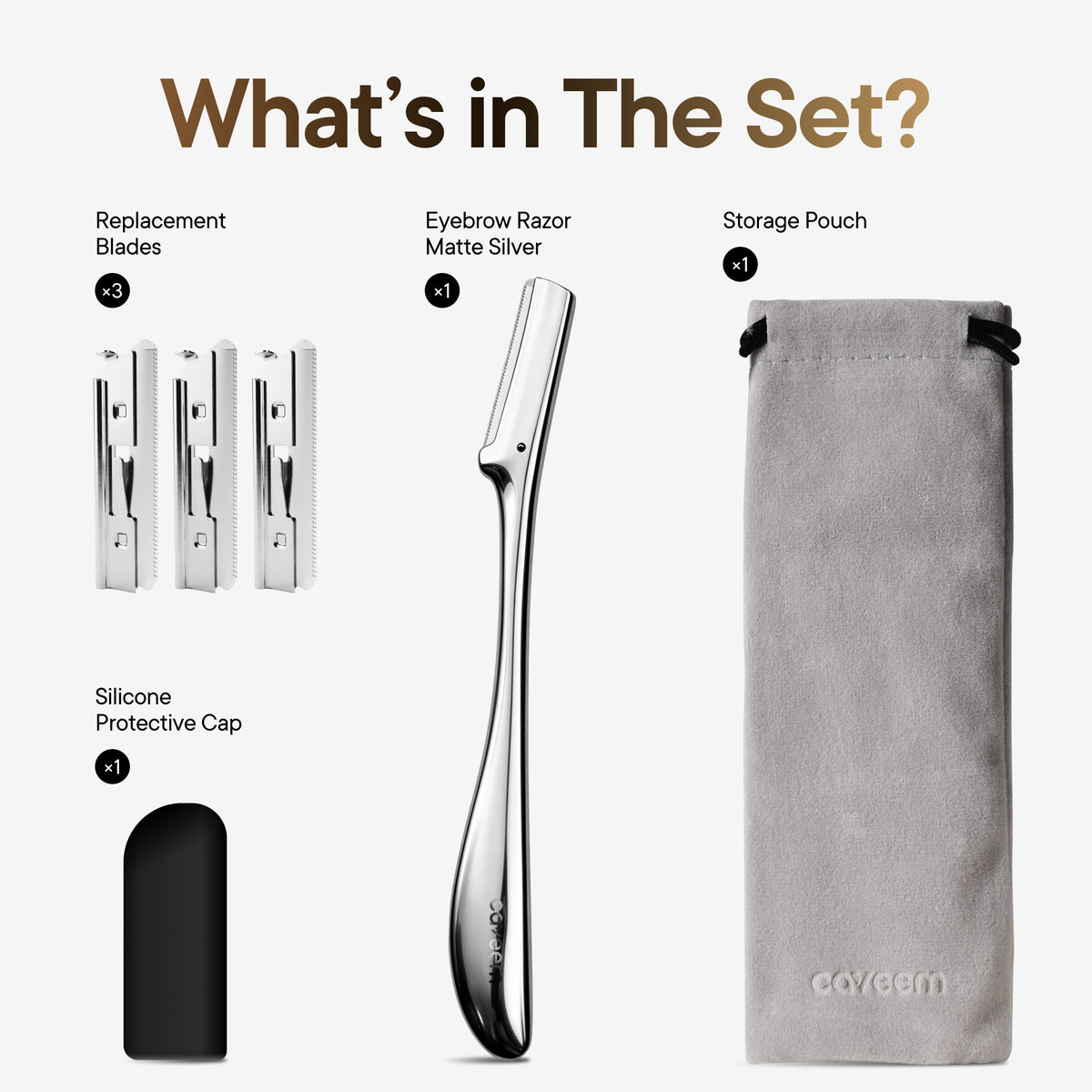 CAVEEM Japanese-Inspired Eyebrow Razor and Face Razor for Women, Silver