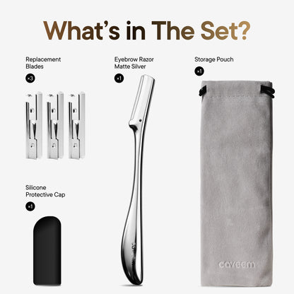 CAVEEM Japanese-Inspired Eyebrow Razor and Face Razor for Women, Silver