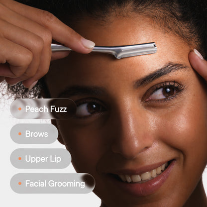 CAVEEM Japanese-Inspired Eyebrow Razor and Face Razor for Women, Silver