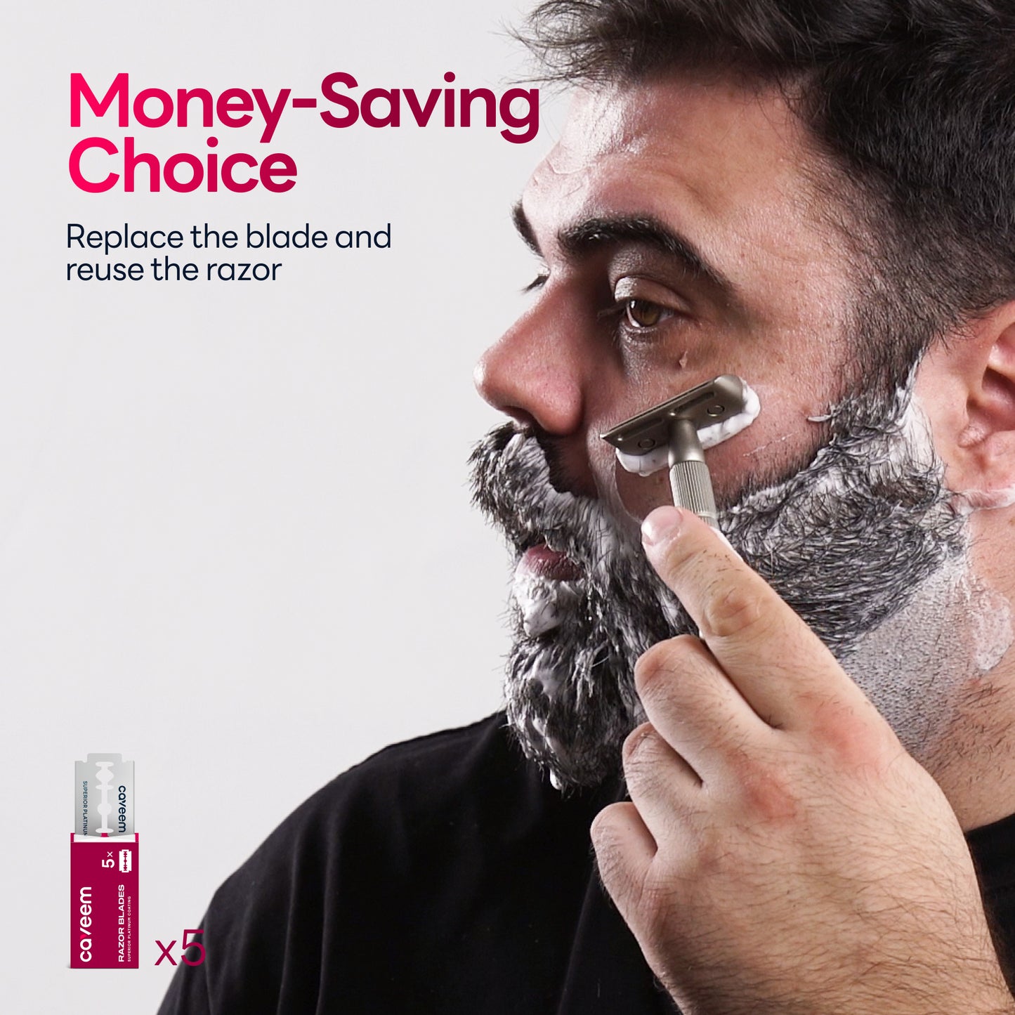 Reusable Metal Razor With 5 Stainless Steel Razor Blades– Champagne Matt