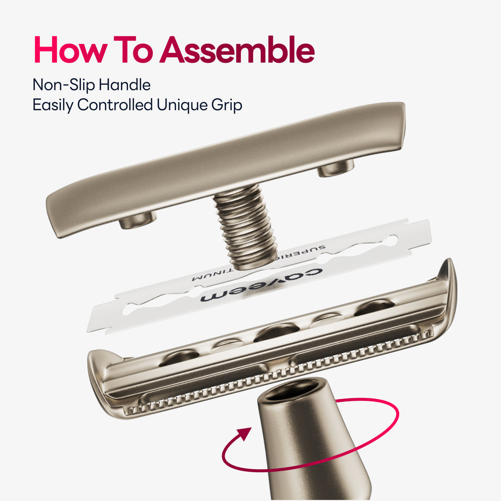 Caveem Reusable Metal Razor With 5 Stainless Steel Razor Blades ...