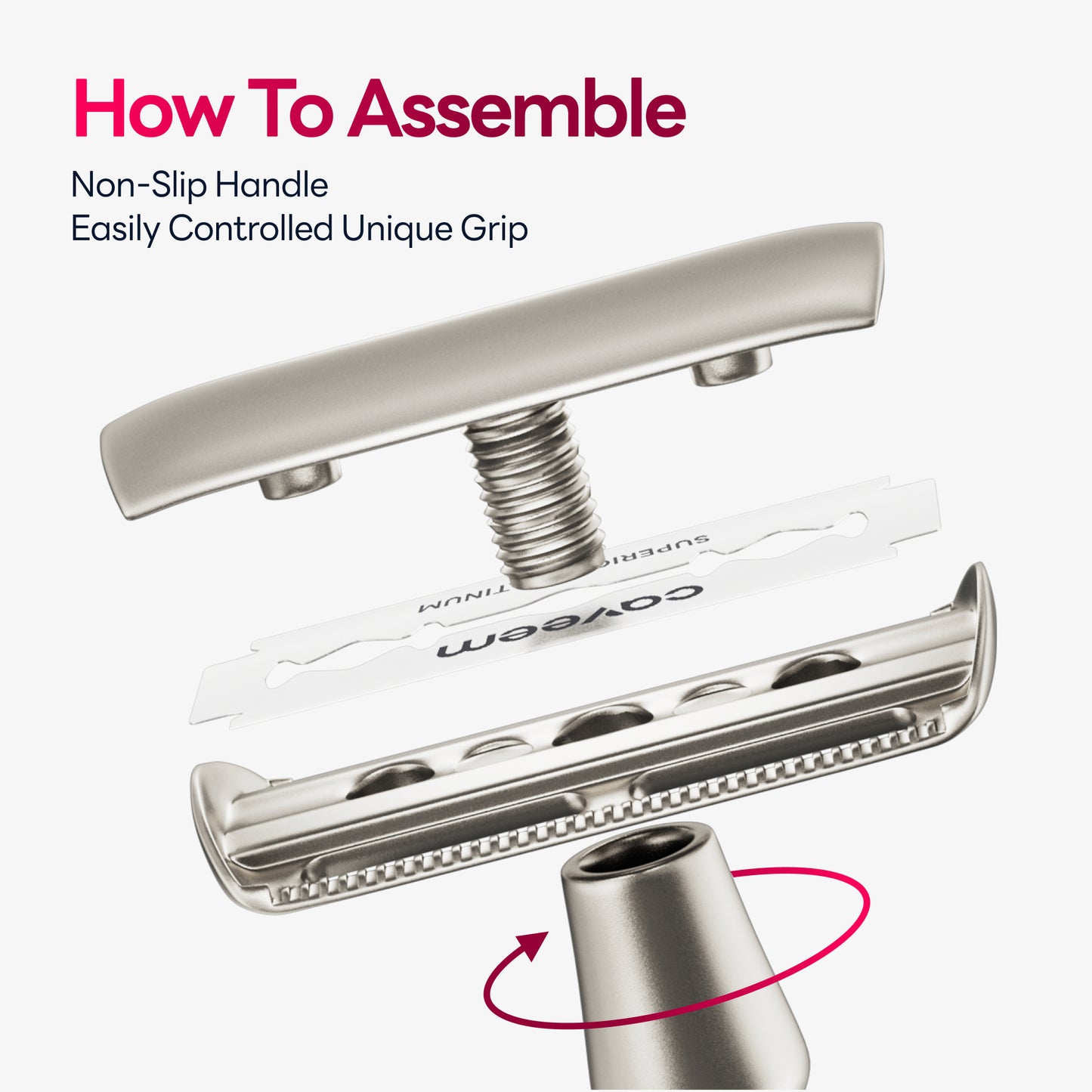 Reusable Metal Razor with 5 Stainless Steel Razor Blades– Silver