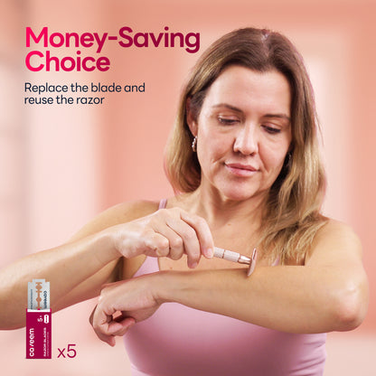 Reusable Metal Razor With 5 Stainless Steel Safety Razor Blades – Rose Gold