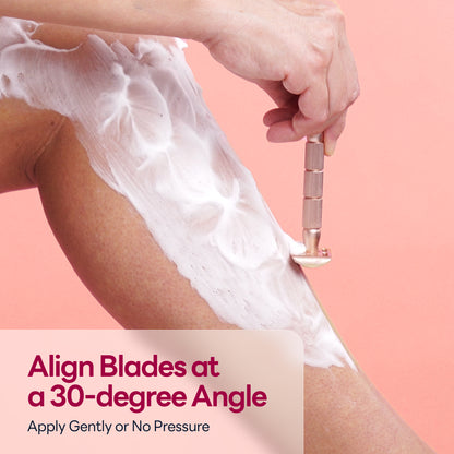 Reusable Metal Razor With 5 Stainless Steel Safety Razor Blades – Rose Gold